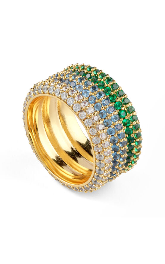 GUESS STEEL VINTAGE GUESS JUBR05140JWYGGN54 Δαχτυλίδι Χρυσό Τρίβερο Πολύχρωμο