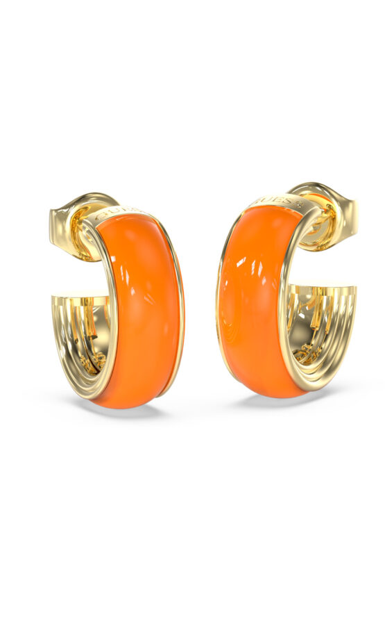 GUESS STEEL VIVA SOLEIL JUBE06155JWYGOGT/U Σκουλαρίκια Χρυσά Με Πορτοκαλί Σμάλτο