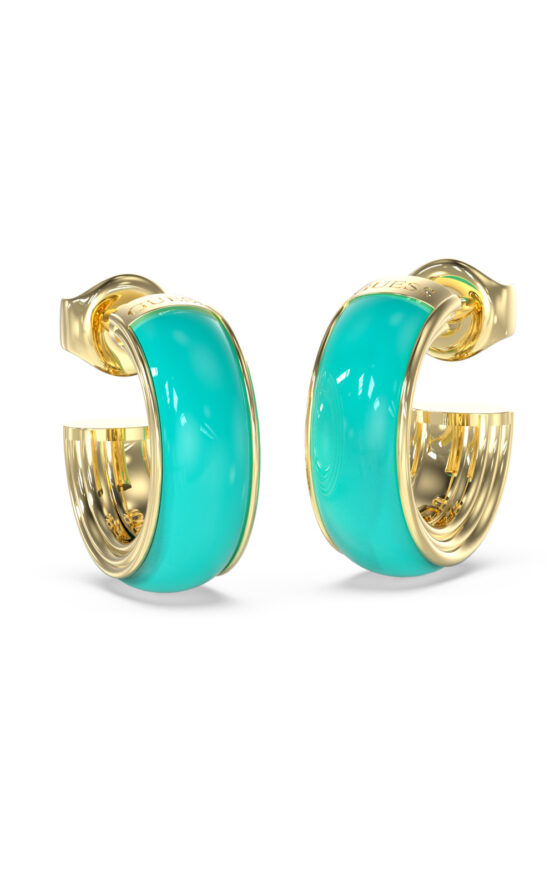 GUESS STEEL VIVA SOLEIL JUBE06155JWYGTQT/U Σκουλαρίκια Χρυσά Με Τιρκουάζ Σμάλτο