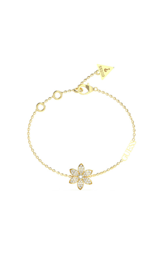 GUESS STEEL WHITE LOTUS JUBB04144JWYGL Χρυσό Βραχιόλι Με Πεταλούδα