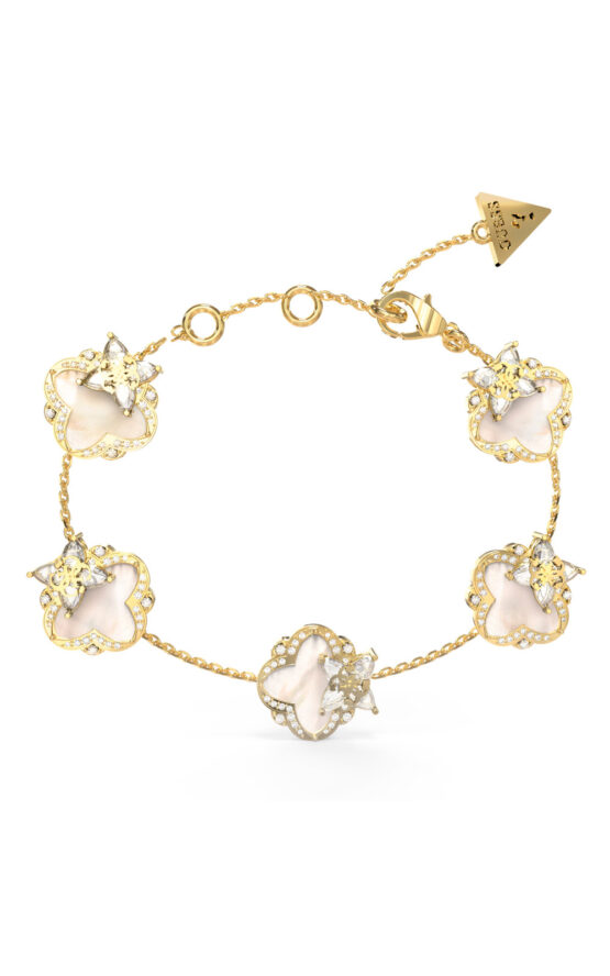 GUESS STEEL WILD FLOWER JUBB05582JWYGL Βραχιόλι Χρυσό Με Πέτρες