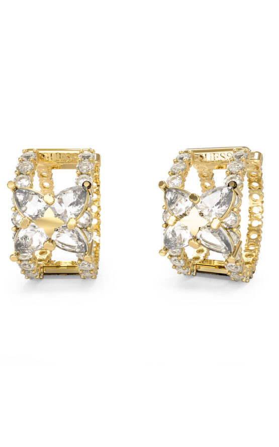 GUESS STEEL WILD FLOWER JUBE05498JWYGT/U Σκουλαρίκια Χρυσά Με Πέτρες