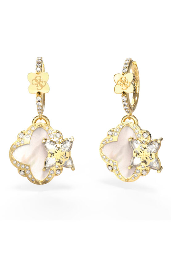 GUESS STEEL WILD FLOWER JUBE05583JWYGT/U Σκουλαρίκια Χρυσά Με Πέτρες