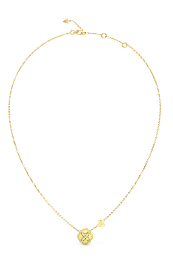 GUESS STEEL WILD FLOWER JUBN05502JWYGT/U Κολιέ Χρυσό Με Φύλλο Με Πέτρες