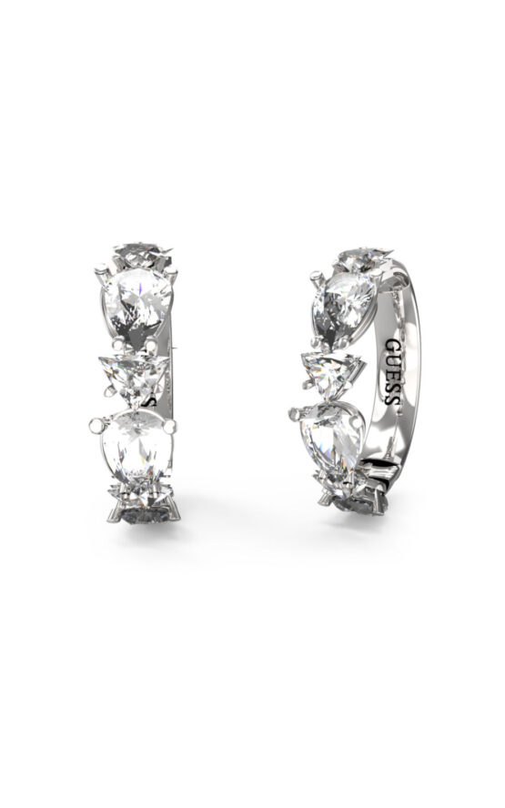 GUESS STEEL WONDERLIGHTS JUBE04417JWRHT/U Ασημένιοι Κρίκοι Με Καρδιές