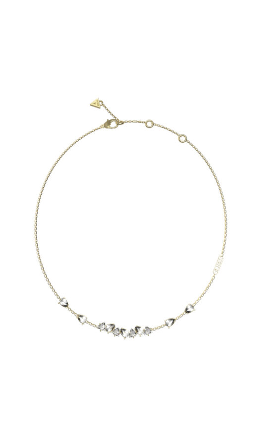 GUESS STEEL WONDERLIGHTS JUBN04404JWYGT/U Κολιέ Χρυσό Με Πέτρες Και Λογότυπο