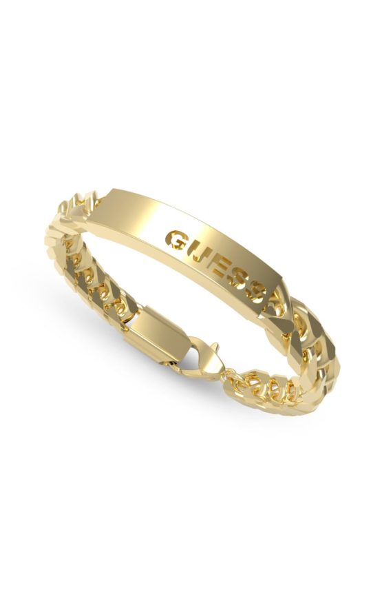 GUESS STEEL X LOGO JUXB03004JWYGL Βραχιόλι Χρυσή Αλυσίδα Με Λογότυπο