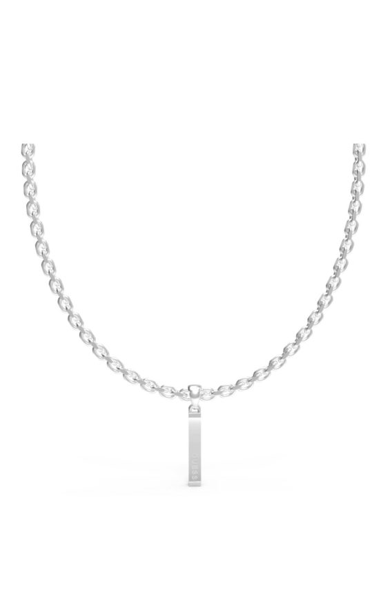 GUESS STEEL X PLATE JUXN03001JWSTT-U Κολιέ Ασημένια Αλυσίδα Με Λογότυπο