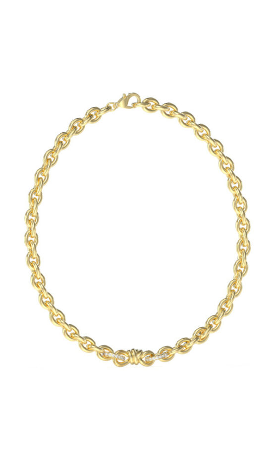 GUESS STEEL MODERN LOVE JUBN04005JWYGT/U Χρυσό Κολιέ Με Άπειρο