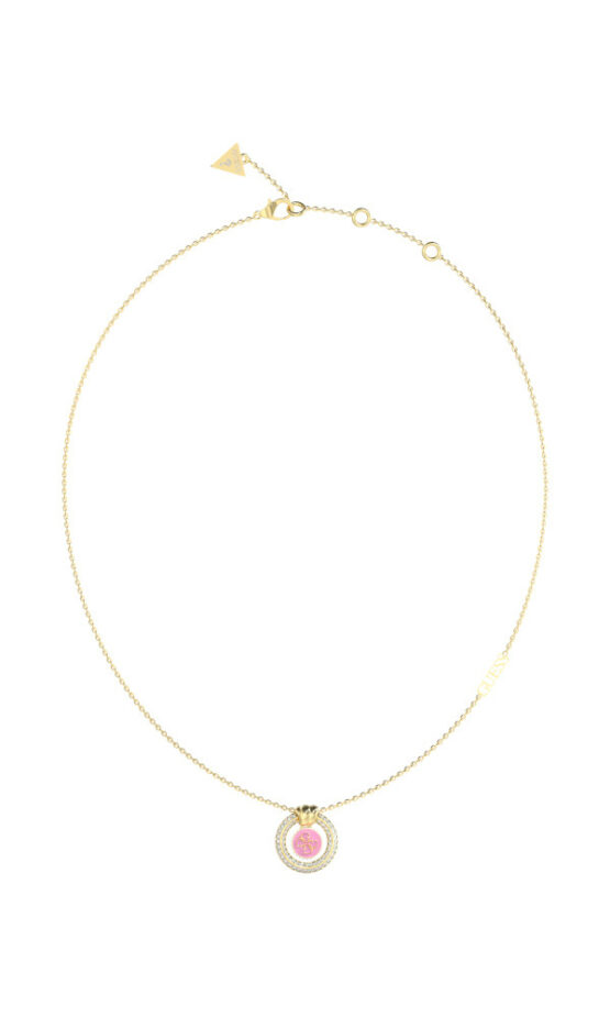 GUESS STEEL KNOT YOU JUBN04052JWYGPKT/U Χρυσό Κολιέ Με Κρεμαστό Ροζ Σχέδιο