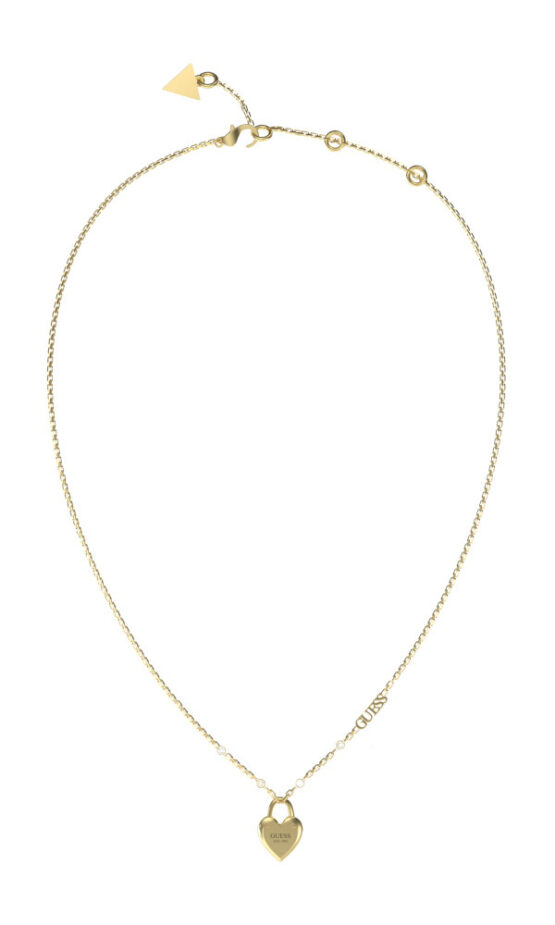 GUESS STEEL ALL YOU NEED IS LOVE JUBN04210JWYGT/U Χρυσό Κολιέ Με Καρδιά Με Λογότυπο