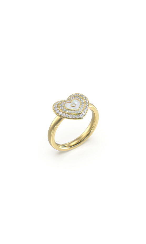 GUESS STEEL AMAMI JUBR04029JWYGWH58 No.58 Χρυσό Δαχτυλίδι Με Καρδιά