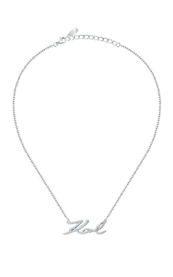 KARL LAGERFELD CHARMS KLAYD04 Γυναικείο Κολιέ Ασημένιο Με Λογότυπο