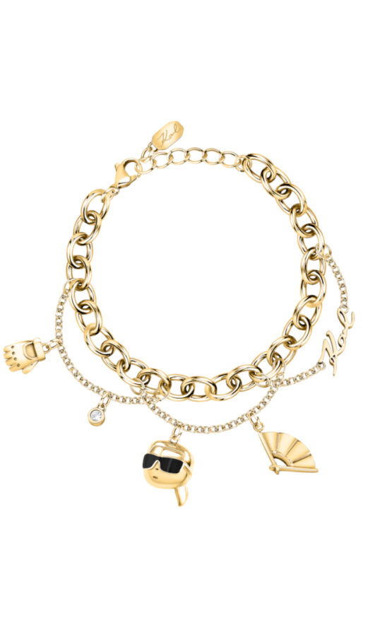 KARL LAGERFELD CHARMS KLAYD11 Γυναικείο Βραχιόλι Χρυσό Με Κρεμαστά Σχέδια