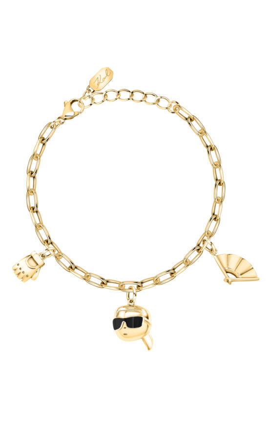 KARL LAGERFELD CHARMS KLAYD13 Γυναικείο Βραχιόλι Χρυσό Με Τρία Κρεμαστά