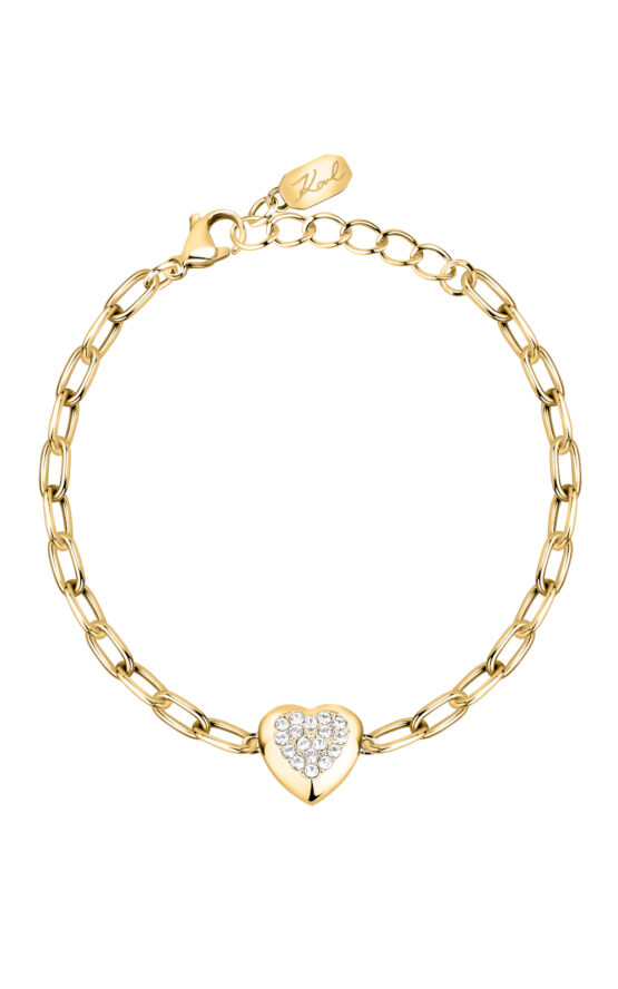 KARL LAGERFELD CHARMS KLAYD14 Γυναικείο Βραχιόλι Χρυσό Με Καρδιά Με Πέτρες