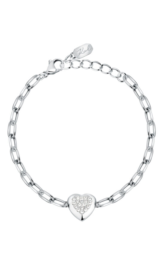 KARL LAGERFELD CHARMS KLAYD15 Γυναικείο Βραχιόλι Ασημένιο Με Καρδιά Με Πέτρες