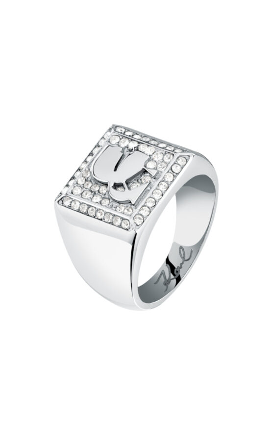 KARL LAGERFELD CHARMS KLAYD280-No.16 Γυναικείο Δαχτυλίδι Ασημένιο Με Λογότυπο Με Πέτρες