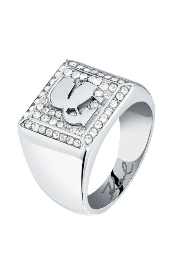 KARL LAGERFELD CHARMS KLAYD280-No.18 Γυναικείο Δαχτυλίδι Ασημένιο Με Λογότυπο Με Πέτρες