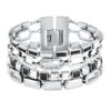 KARL LAGERFELD CRYSTALS KLAYC16 Γυναικείο Βραχιόλι Ασημένιο Με Μαύρες Και Άσπρες Πέτρες Και Λογότυπο