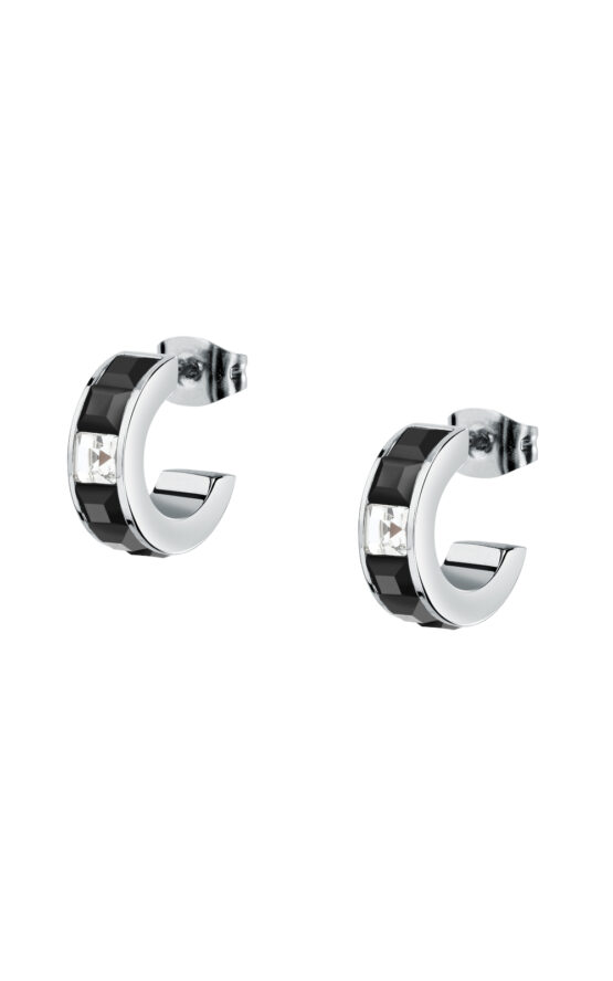 KARL LAGERFELD CRYSTALS KLAYC39 Γυναικεία Σκουλαρίκια Ασημένια Με Μαύρες Και Άσπρες Πέτρες