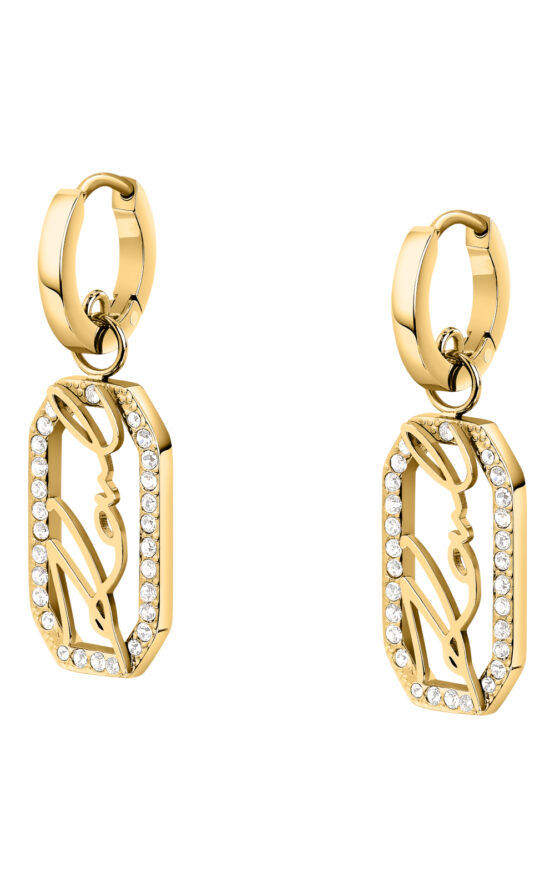 KARL LAGERFELD CRYSTALS KLAYC45 Γυναικεία Σκουλαρίκια Χρυσά Με Λογότυπο Και Πέτρες