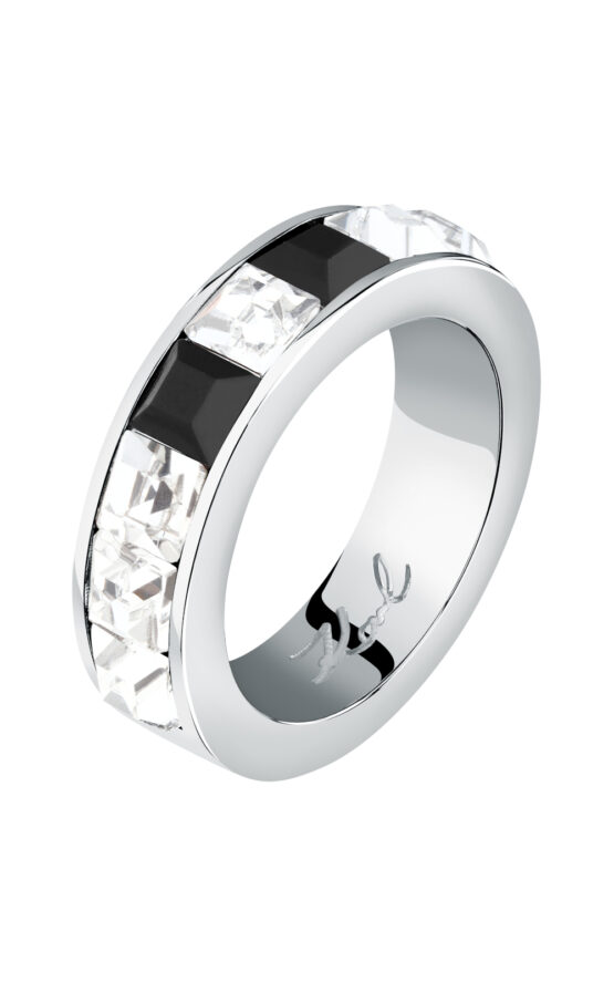 KARL LAGERFELD CRYSTALS KLAYC50014 Γυναικείο Δαχτυλίδι Ασημένιο Με Άσπρες Και Μαύρες Πέτρες