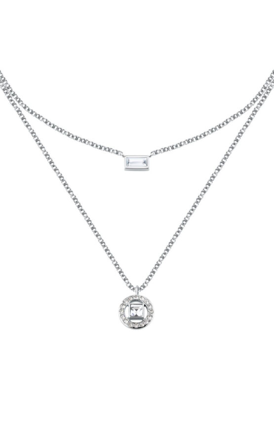 KARL LAGERFELD ILLUME KLBJX03 Γυναικείο Κολιέ Ασημένιο Με Διπλή Αλυσίδα Με Πέτρες