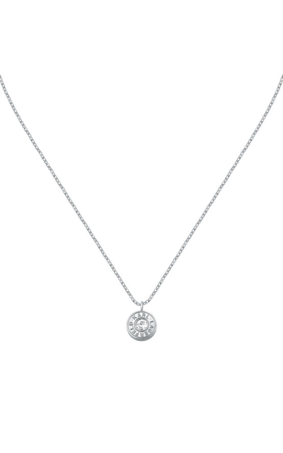 KARL LAGERFELD ILLUME KLBJX07 Γυναικείο Κολιέ Ασημένιο Με Λογότυπο Με Πέτρα