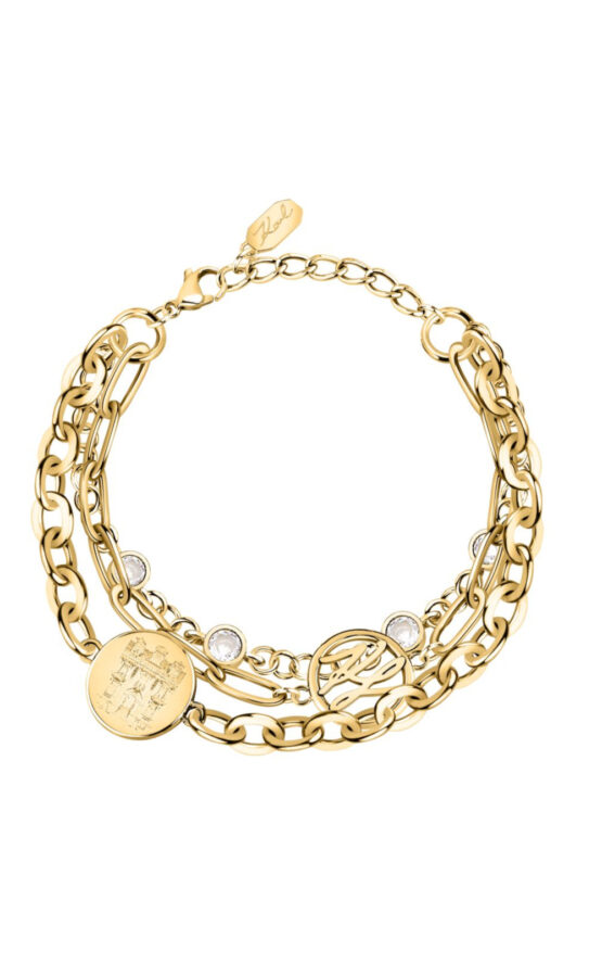 KARL LAGERFELD ILLUME KLBJX10 Γυναικείο Βραχιόλι Με Τριπλή Αλυσίδα Με Πέτρες Και Λογότυπο