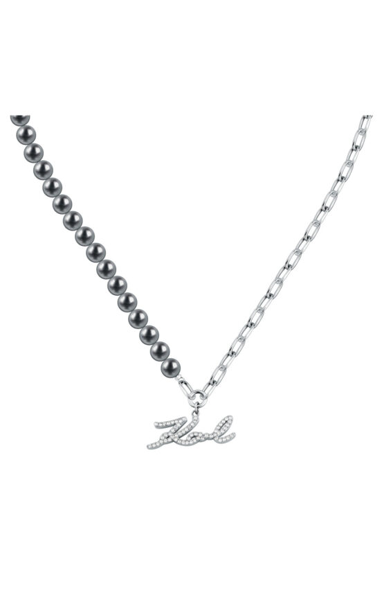 KARL LAGERFELD PEARL KLAYR02 Γυναικείο Κολιέ Ασημένιο Με Πέρλες