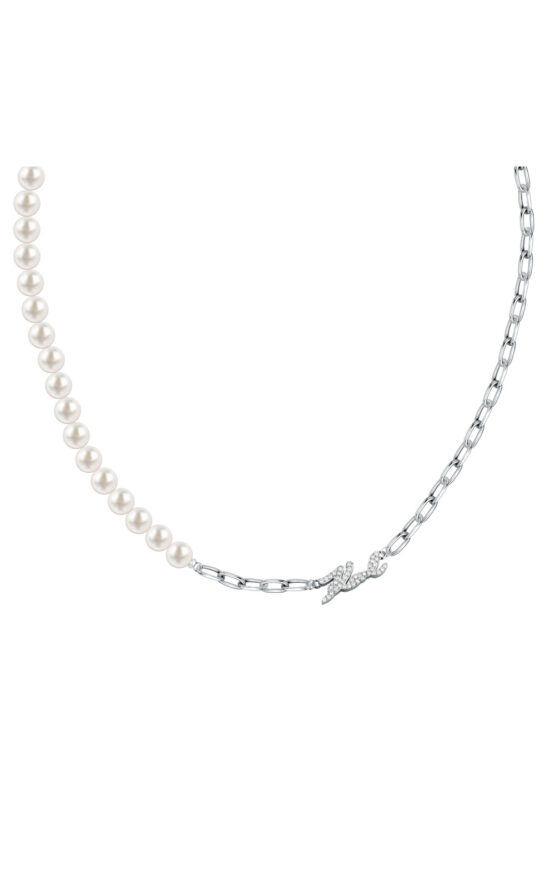 KARL LAGERFELD PEARL KLAYR03 Γυναικείο Κολιέ Ασημένιο Με Πέρλες