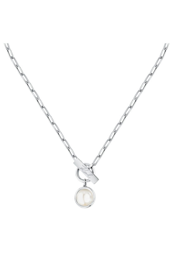 KARL LAGERFELD PEARL KLAYR04 Γυναικείο Κολιέ Ασημένιο Με Σχέδιο
