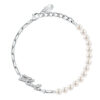 KARL LAGERFELD PEARL KLAYR08 Γυναικείο Βραχιόλι Ασημένιο Με Πέρλες Και Λογότυπο