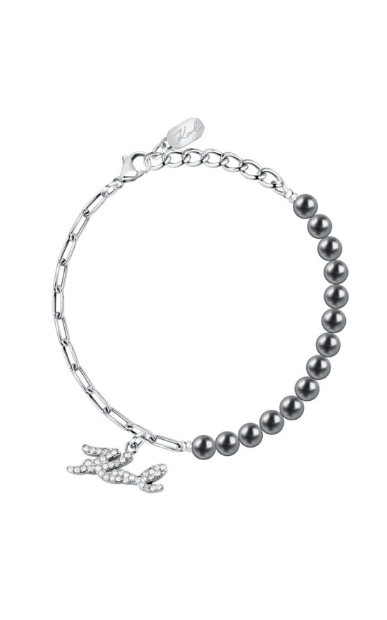 KARL LAGERFELD PEARL KLAYR10 Γυναικείο Βραχιόλι Ασημένιο Με Πέρλες Και Λογότυπο