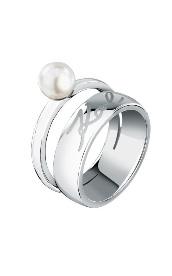KARL LAGERFELD PEARL KLAYR11018 Γυναικείο Δαχτυλίδι Ασημένιο Με Πέρλα Και Λογότυπο