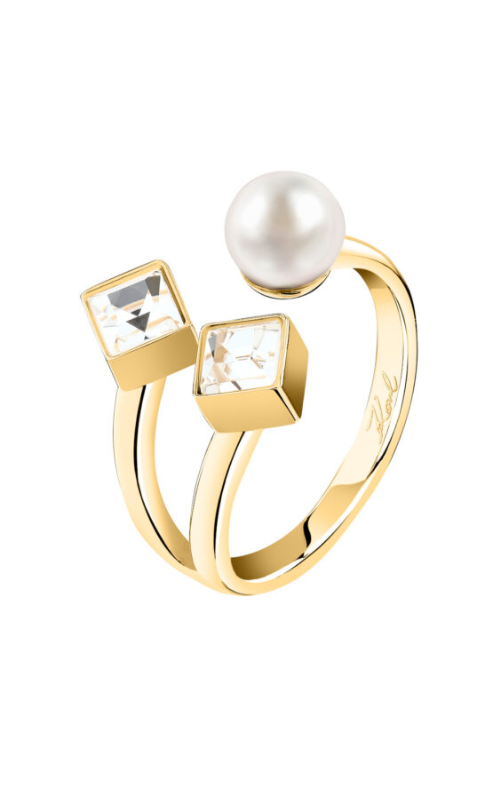 KARL LAGERFELD PEARL KLAYR23012 Γυναικείο Δαχτυλίδι Χρυσό Με Πέρλα Και Πέτρες