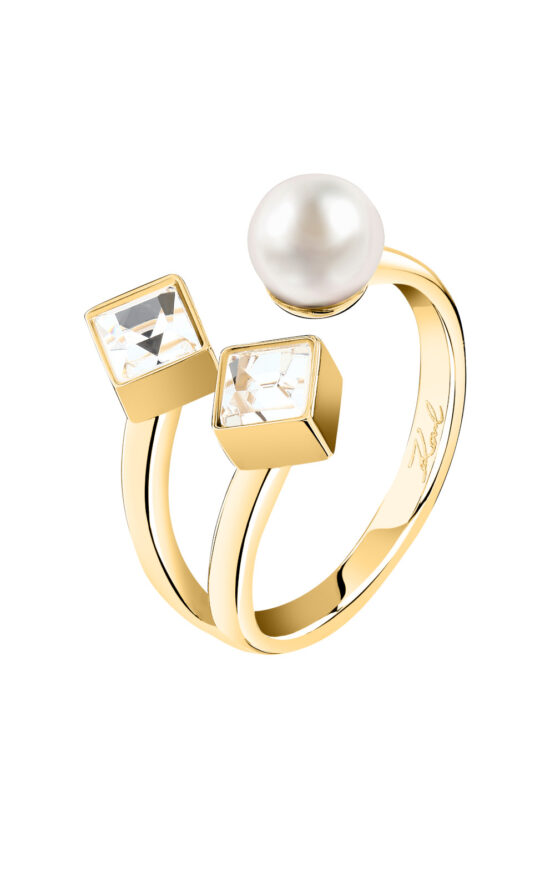 KARL LAGERFELD PEARL KLAYR23014 Γυναικείο Δαχτυλίδι Χρυσό Με Πέρλα Και Πέτρες