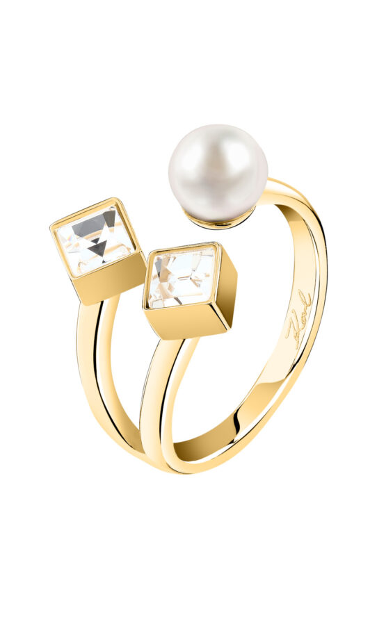KARL LAGERFELD PEARL KLAYR23016 Γυναικείο Δαχτυλίδι Χρυσό Με Πέρλα Και Πέτρες