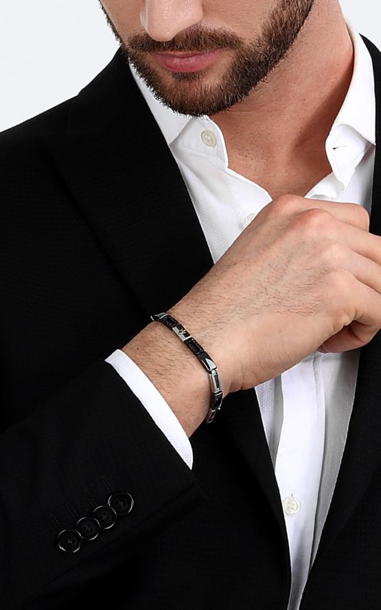 MASERATI ARM RING JM223ATZ22 Ανδρικό Βραχιόλι Δίχρωμο Με Λογότυπο_4