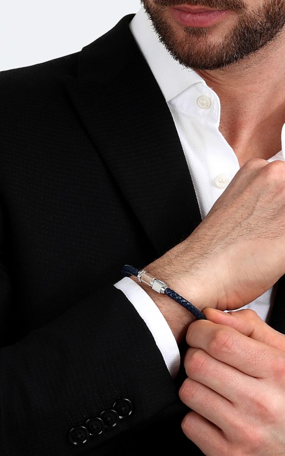 MASERATI ARM RING JM223AVE16 Μπλε Δερμάτινο Βραχιόλι_4