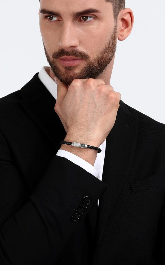 MASERATI ARM RING JM223AVE17 Μαύρο Δερμάτινο Βραχιόλι_3