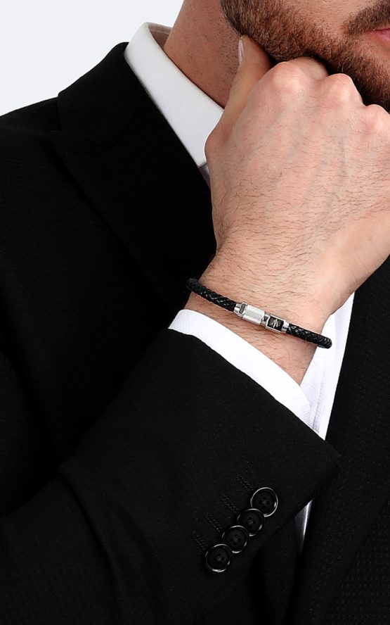 MASERATI ARM RING JM223AVE17 Μαύρο Δερμάτινο Βραχιόλι_4