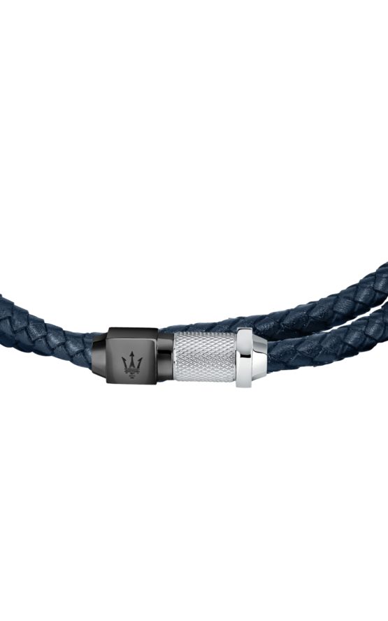MASERATI ARM RING JM223AVE19 Μπλε Διπλό Δερμάτινο Βραχιόλι_1