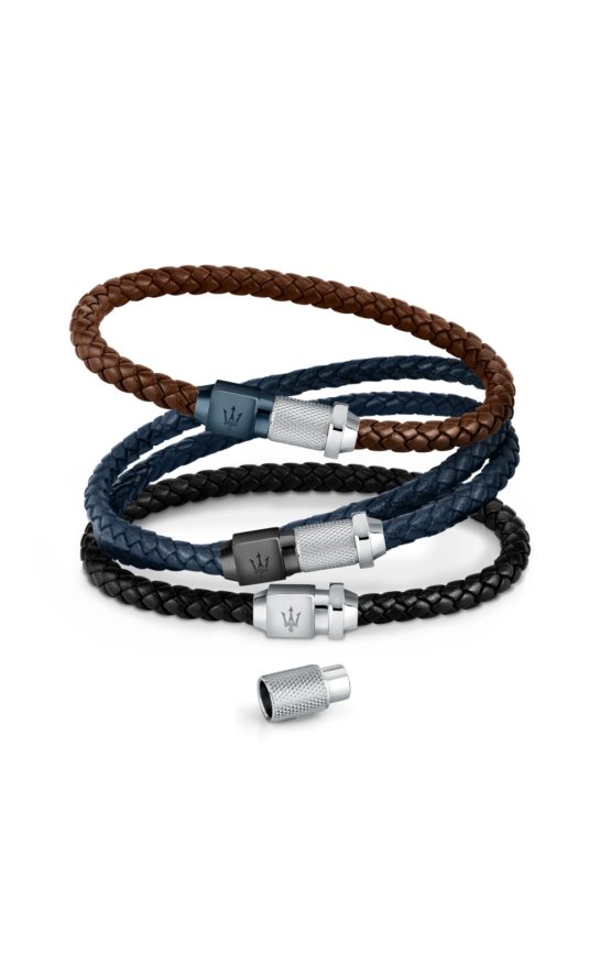 MASERATI ARM RING JM223AVE19 Μπλε Διπλό Δερμάτινο Βραχιόλι_5