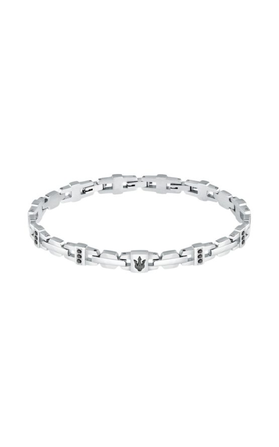 MASERATI ARM RING JM423AVD17 Δίχρωμο Ανδρικό Βραχιόλι Με Πέτρες Και Λογότυπο