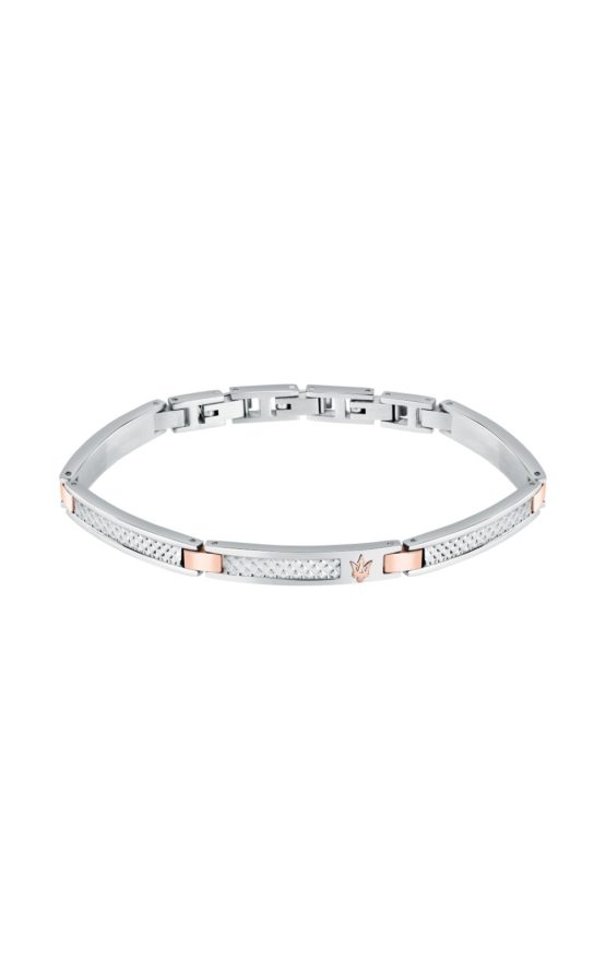 MASERATI ARM RING JM423AVD23 Δίχρωμο Ανδρικό Βραχιόλι Με Λογότυπο