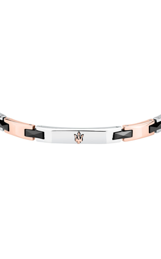 MASERATI CERAMIC JM424ATZ50 Maserati Βραχιόλι Τρίχρωμο Με Ροζ Χρύση Τρίαινα 2