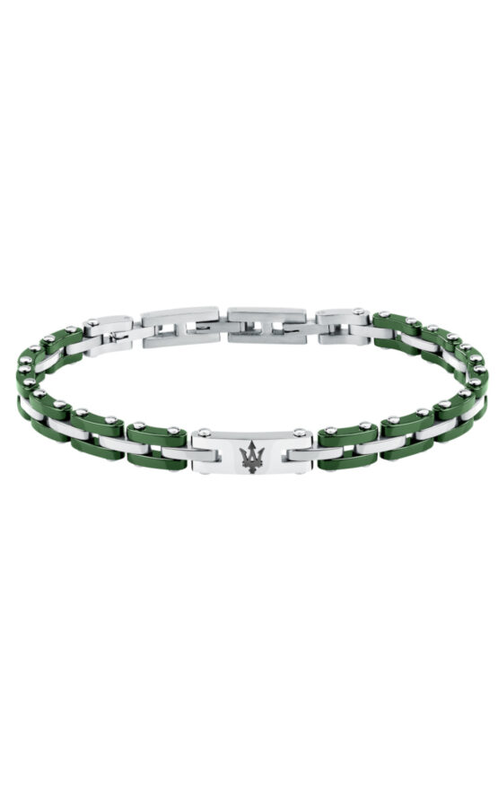 MASERATI CERAMIC JM425ATZ66 Βραχιόλι Δίχρωμο Με Μαύρη Τρίαινα