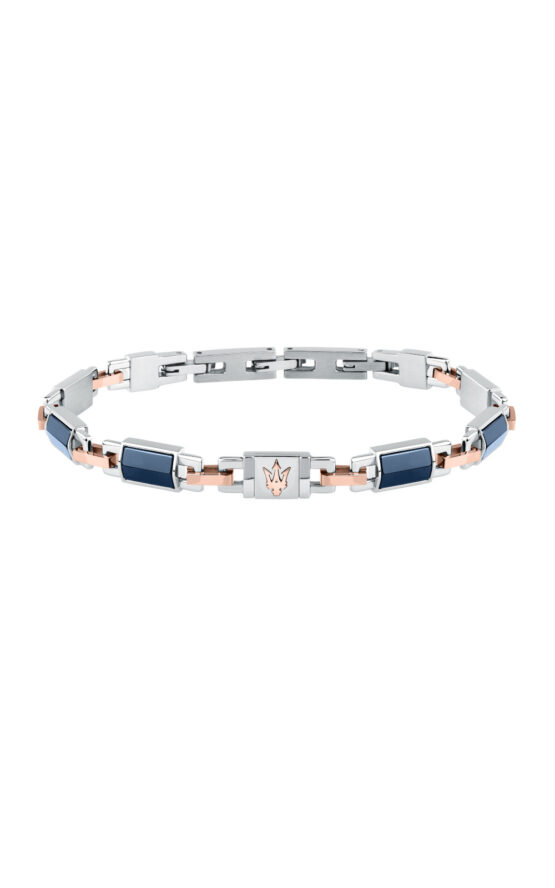 MASERATI CERAMIC JM425ATZ67 Βραχιόλι Τρίχρωμο Με Ροζ Χρυσή Τρίαινα